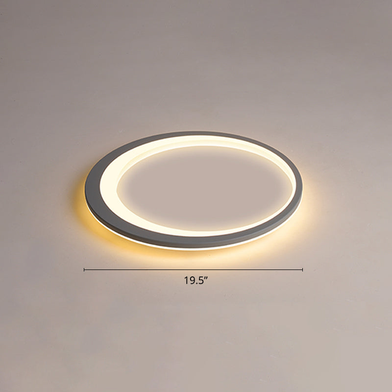 Nordic Ultrathin Flush Mount Led Light Acrylic Bedroom Ceiling Light Fixture in Grey-White Gray-White 19.5