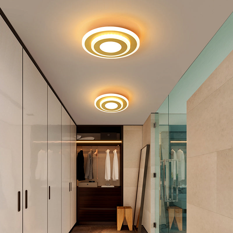 Gold Plated Geometrical Ceiling Light Modern LED Acrylic Flush Mount Light for Hallway Clearhalo 'Ceiling Lights' 'Close To Ceiling Lights' 'Close to ceiling' 'Flush mount' Lighting' 2423558