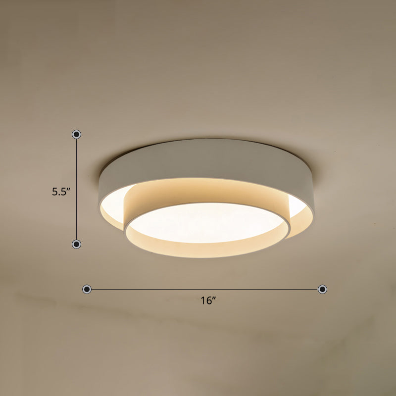 Metal 2-Layer Flush Mount Ceiling Light Fixture Nordic LED Flushmount Lighting for Bedroom White 16