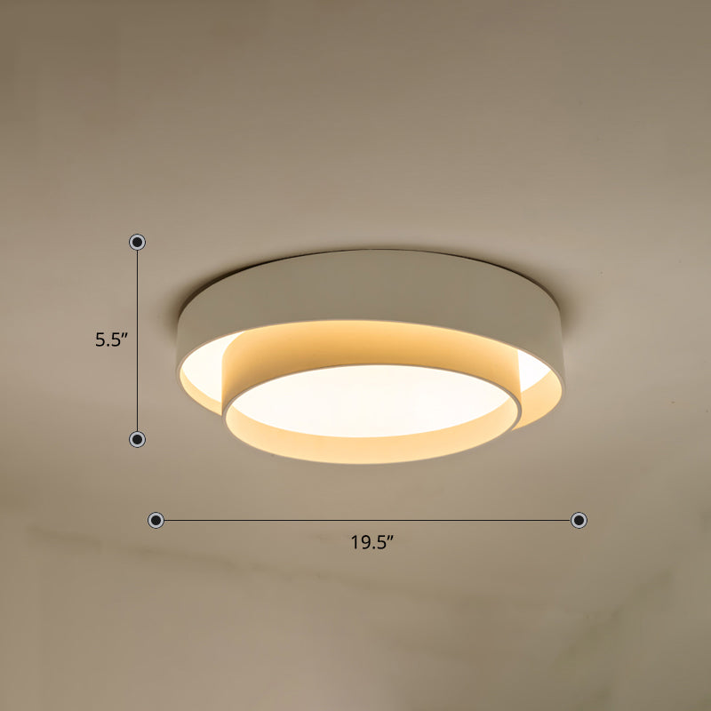 Metal 2-Layer Flush Mount Ceiling Light Fixture Nordic LED Flushmount Lighting for Bedroom White 19.5