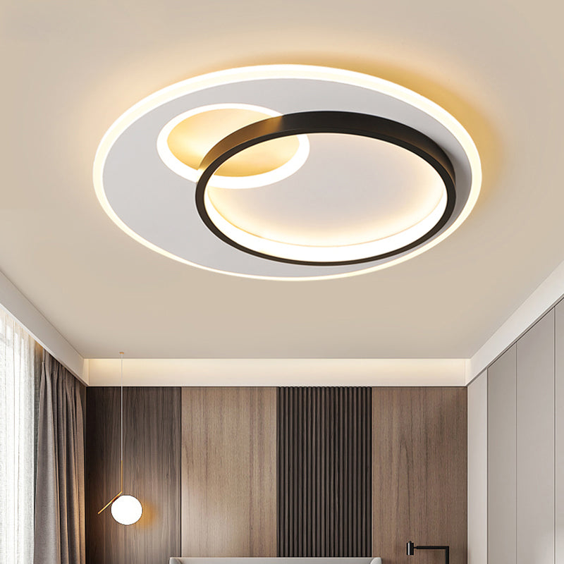 Halo Metal Flush Ceiling Light Fixture Simplicity Black-White LED Flush Mount for Bedroom Clearhalo 'Ceiling Lights' 'Close To Ceiling Lights' 'Close to ceiling' 'Flush mount' Lighting' 2423656