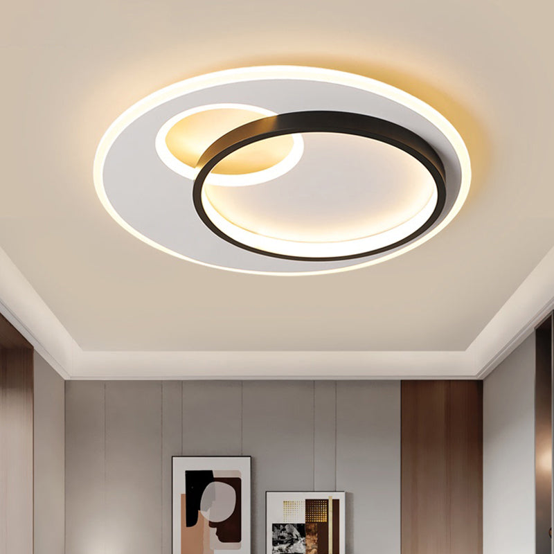 Halo Metal Flush Ceiling Light Fixture Simplicity Black-White LED Flush Mount for Bedroom Clearhalo 'Ceiling Lights' 'Close To Ceiling Lights' 'Close to ceiling' 'Flush mount' Lighting' 2423657