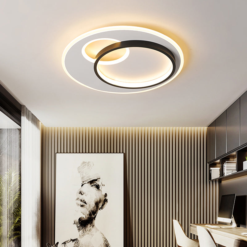 Halo Metal Flush Ceiling Light Fixture Simplicity Black-White LED Flush Mount for Bedroom Clearhalo 'Ceiling Lights' 'Close To Ceiling Lights' 'Close to ceiling' 'Flush mount' Lighting' 2423658