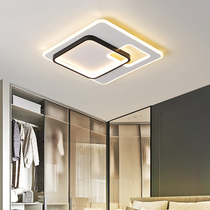 Halo Metal Flush Ceiling Light Fixture Simplicity Black-White LED Flush Mount for Bedroom Clearhalo 'Ceiling Lights' 'Close To Ceiling Lights' 'Close to ceiling' 'Flush mount' Lighting' 2423660