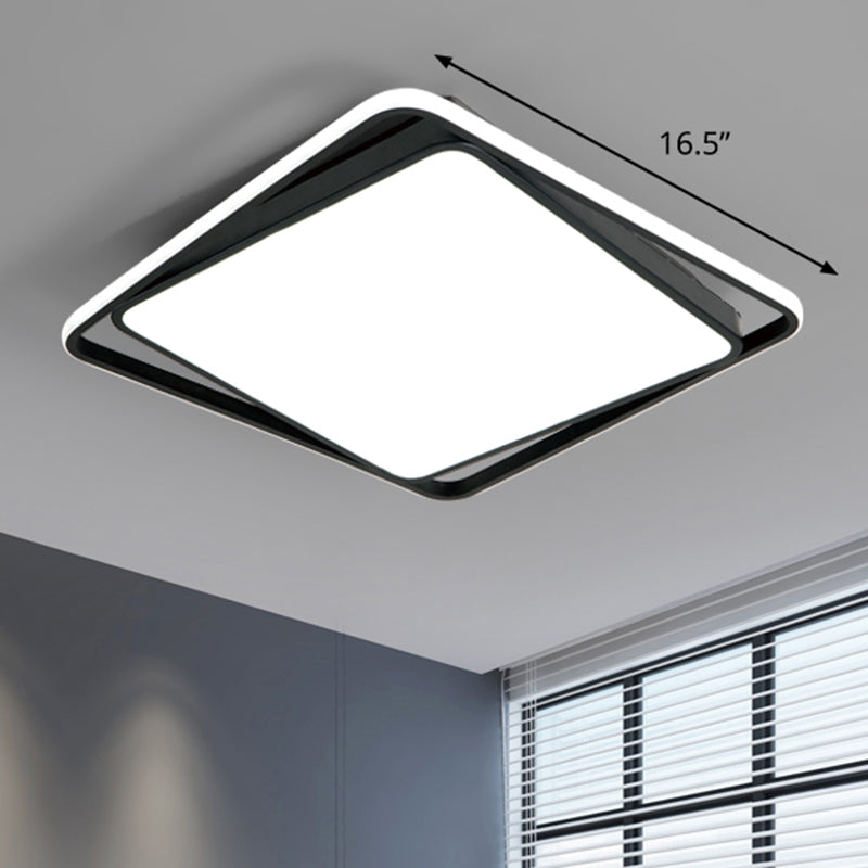 Square Led Surface Mount Ceiling Light Nordic Acrylic Black Flushmount Light for Bedroom Black 16.5