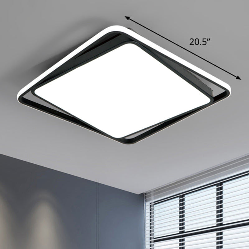 Square Led Surface Mount Ceiling Light Nordic Acrylic Black Flushmount Light for Bedroom Black 20.5