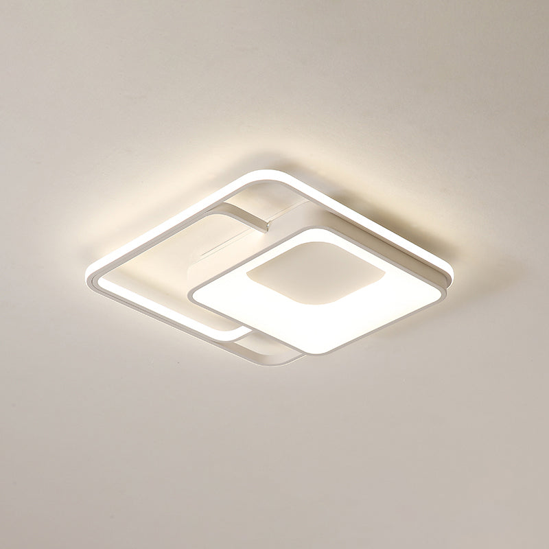 Square Flush Mount LED Light Minimalistic Acrylic Bedroom Ceiling Mount Lamp in White White 19.5