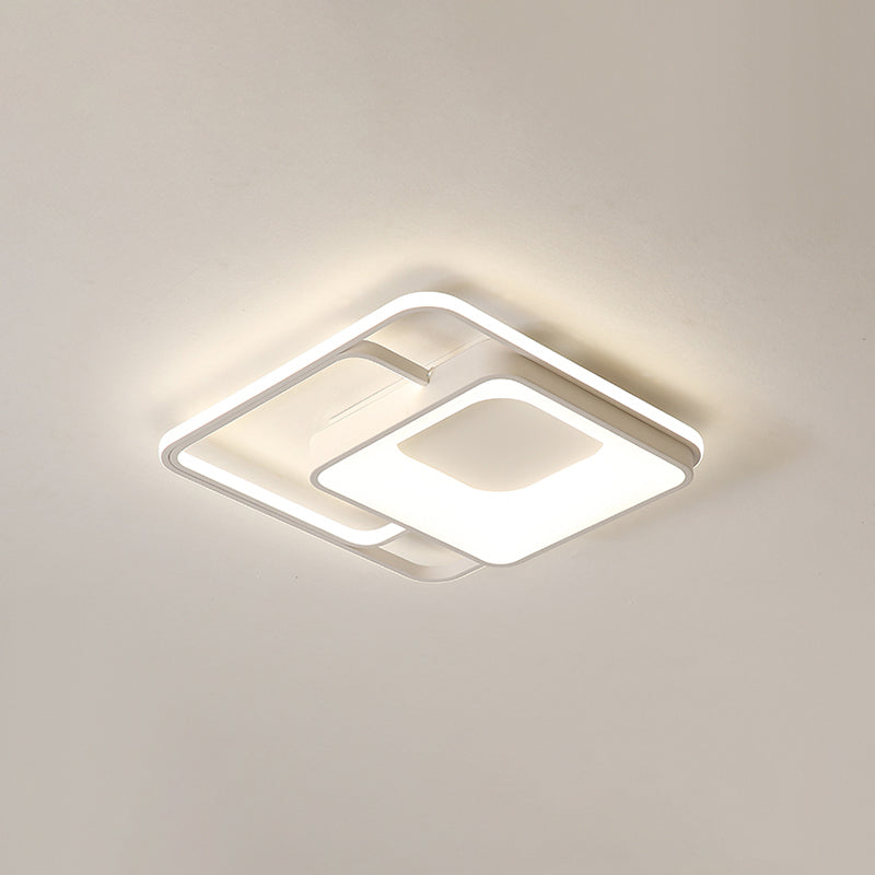 Square Flush Mount LED Light Minimalistic Acrylic Bedroom Ceiling Mount Lamp in White White 16