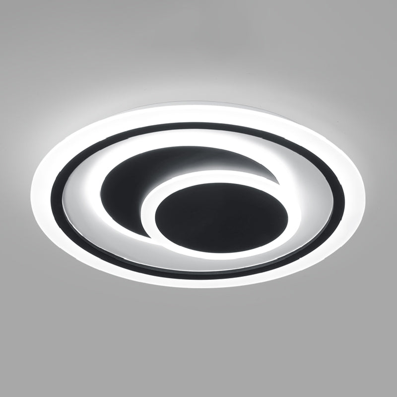 Black Disk Shaped Flush Light Minimalism Metal Surface Mounted Led Ceiling Light for Bedroom Black 20.5