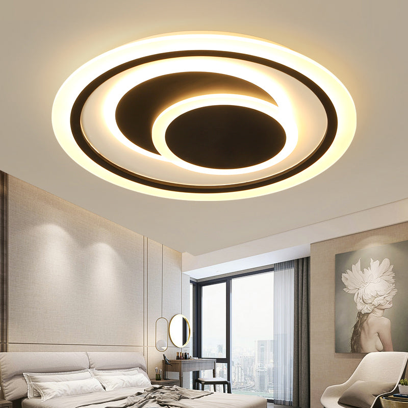 Black Disk Shaped Flush Light Minimalism Metal Surface Mounted Led Ceiling Light for Bedroom Clearhalo 'Ceiling Lights' 'Close To Ceiling Lights' 'Close to ceiling' 'Flush mount' Lighting' 2423734