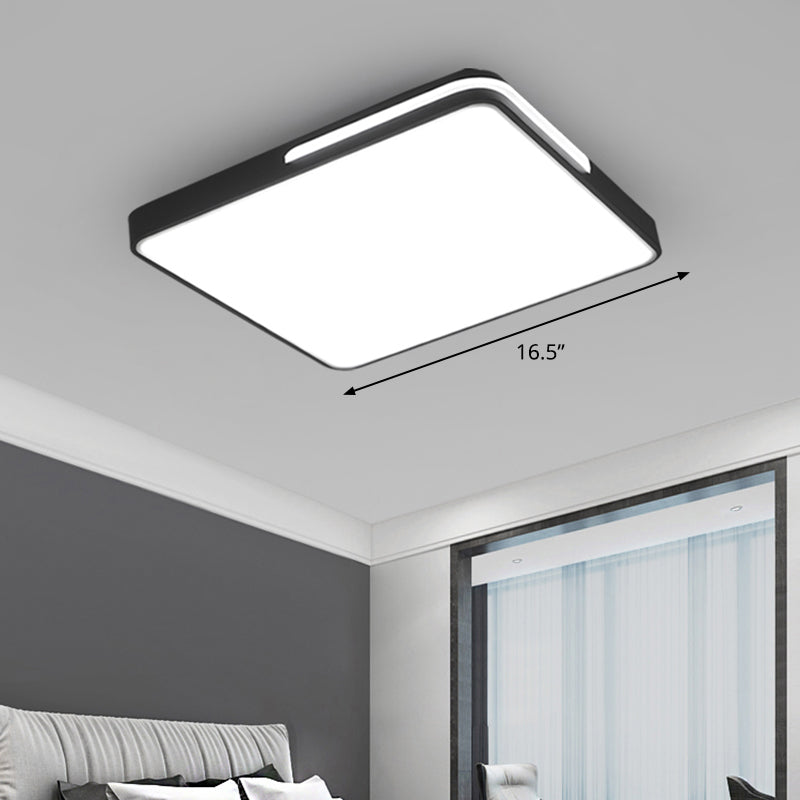 Nordic Square Flush Mount Lighting Acrylic LED Bedroom Flushmount Ceiling Lamp in Black Black 16.5