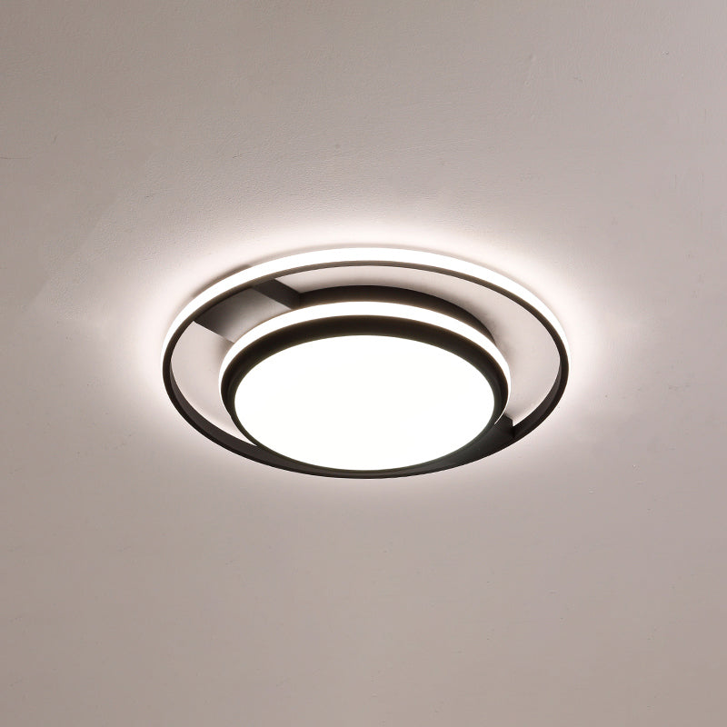 Round Acrylic LED Flushmount Lighting Nordic Black Finish Ceiling Light Fixture for Living Room Black 18