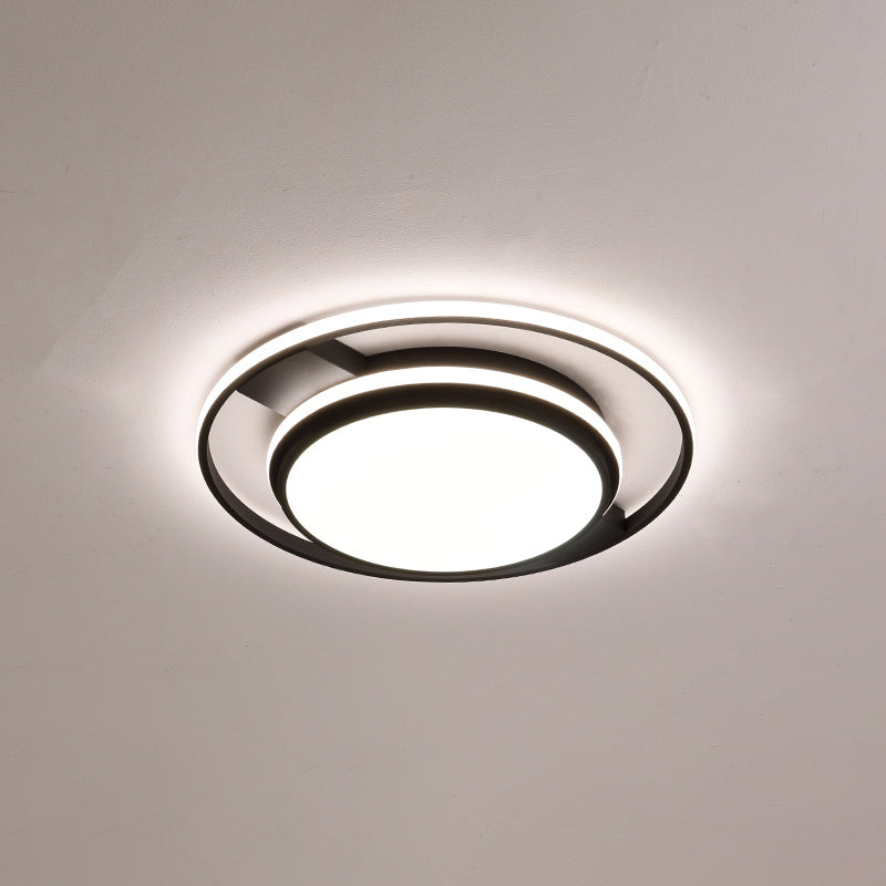 Round Acrylic LED Flushmount Lighting Nordic Black Finish Ceiling Light Fixture for Living Room Black 21.5