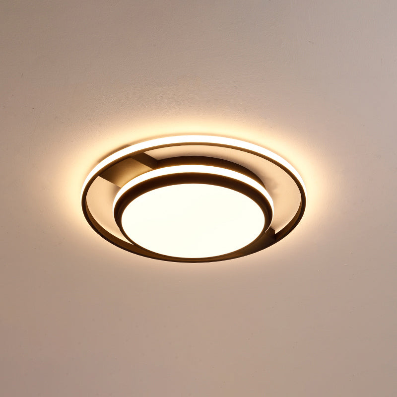 Round Acrylic LED Flushmount Lighting Nordic Black Finish Ceiling Light Fixture for Living Room Black 18