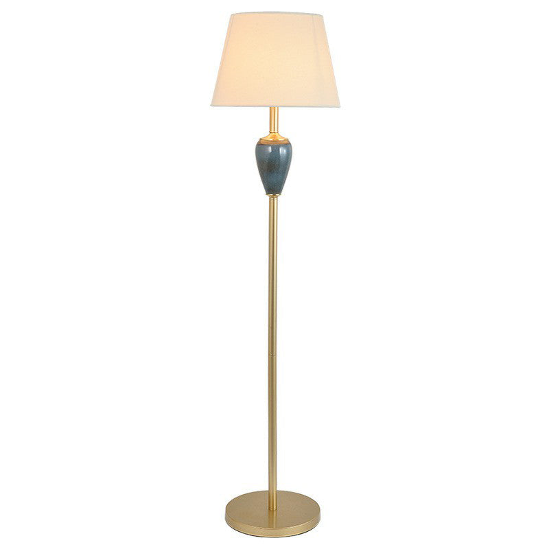 Empire Shade Living Room Floor Lamp Rustic Fabric Single-Bulb Floor Standing Light Clearhalo 'Floor Lamps' 'Lamps' Lighting' 2423829