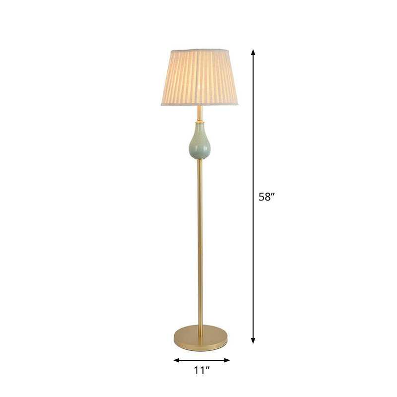 Empire Shade Living Room Floor Lamp Rustic Fabric Single-Bulb Floor Standing Light Clearhalo 'Floor Lamps' 'Lamps' Lighting' 2423832