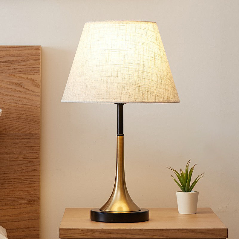 Simplicity Empire Shade Table Light Fabric 1 Bulb Bedroom Night Lighting in Brass Brass 8.5