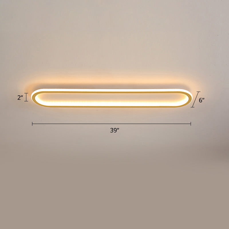 Oblong Corridor Ceiling Mounted Light Metal Simple Style LED Flushmount Light in Gold Gold 39.5