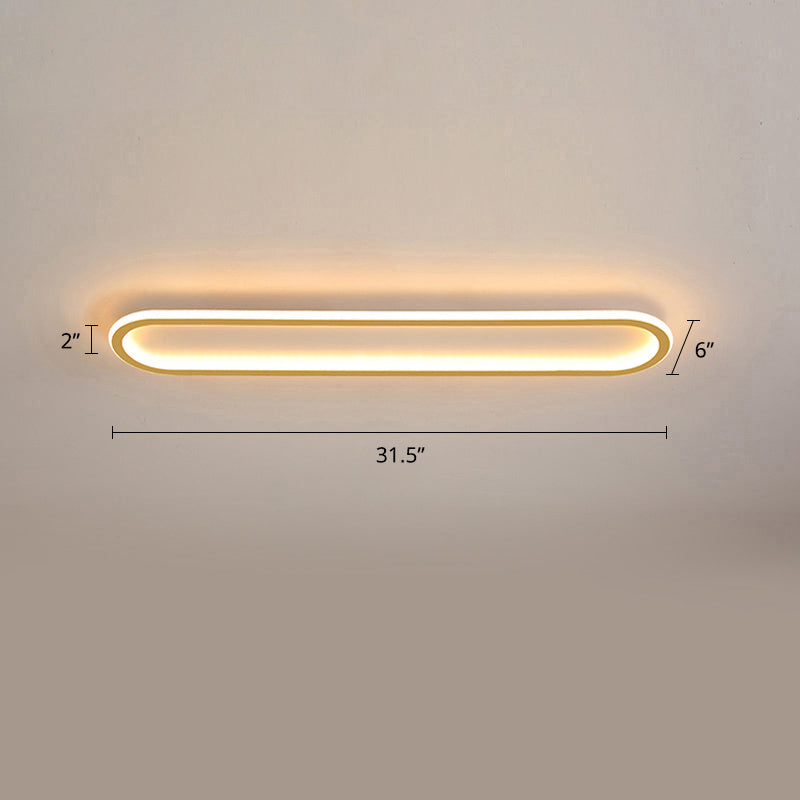 Oblong Corridor Ceiling Mounted Light Metal Simple Style LED Flushmount Light in Gold Gold 31.5