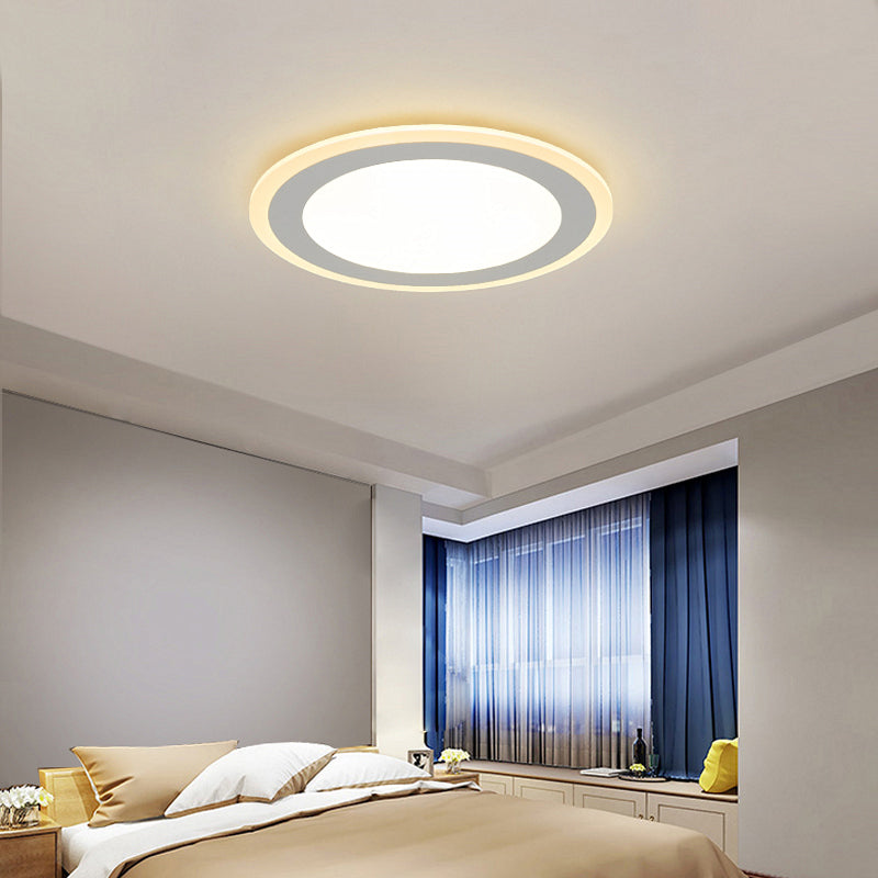 Acrylic Disk Flush Mount Ceiling Light Minimalist White LED Flush-Mount Light Fixture White Warm Clearhalo 'Ceiling Lights' 'Close To Ceiling Lights' 'Close to ceiling' 'Flush mount' Lighting' 2423920