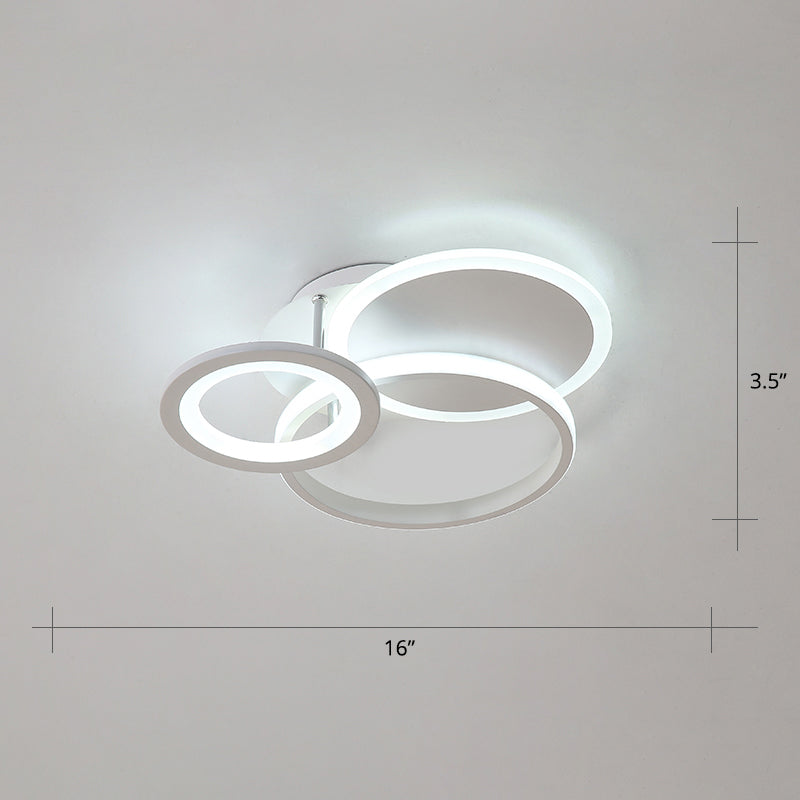 White Halo Ring Shaped Flush Mount Minimalistic LED Acrylic Ceiling Light for Bedroom White 16