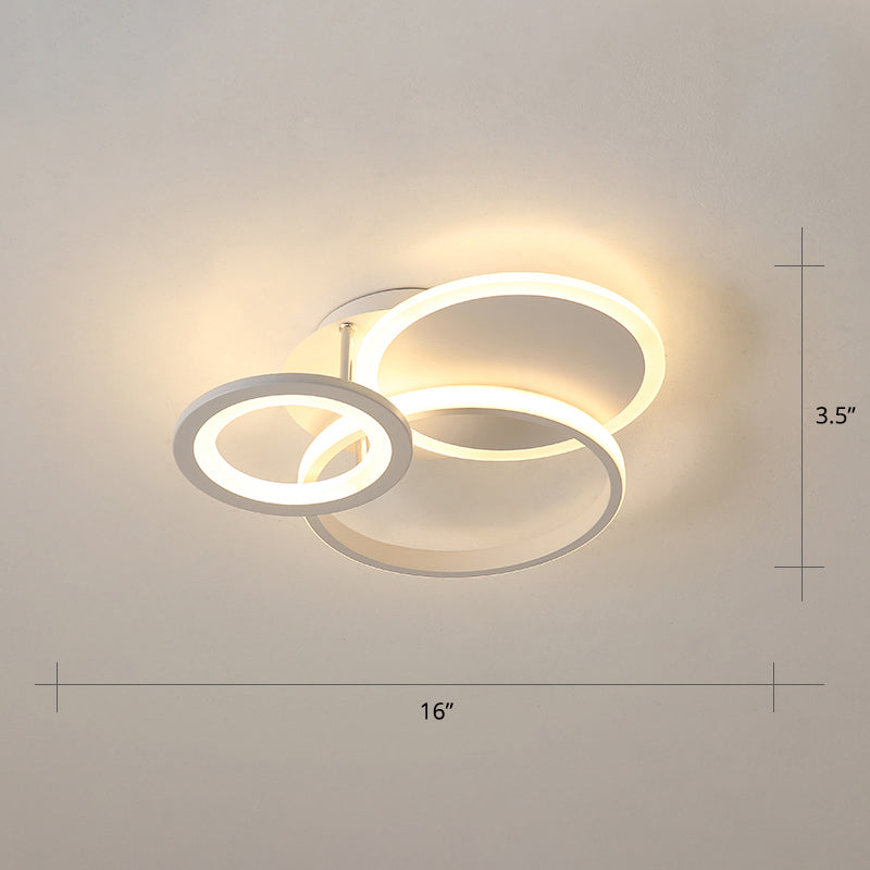 White Halo Ring Shaped Flush Mount Minimalistic LED Acrylic Ceiling Light for Bedroom White 16