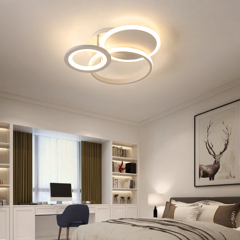 White Halo Ring Shaped Flush Mount Minimalistic LED Acrylic Ceiling Light for Bedroom Clearhalo 'Ceiling Lights' 'Close To Ceiling Lights' 'Close to ceiling' Lighting' 2423948