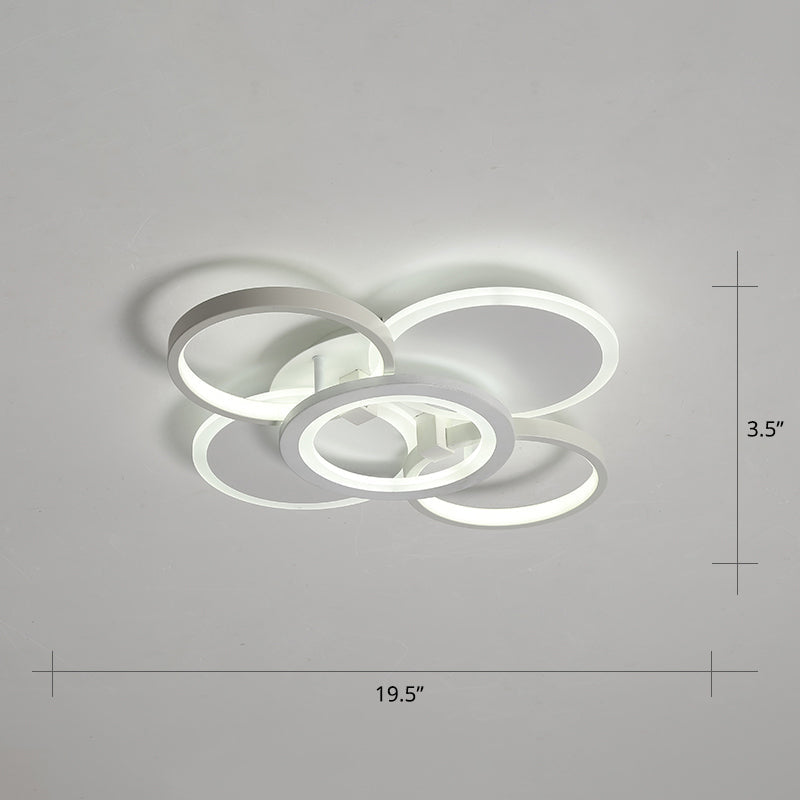 White Halo Ring Shaped Flush Mount Minimalistic LED Acrylic Ceiling Light for Bedroom White 19.5