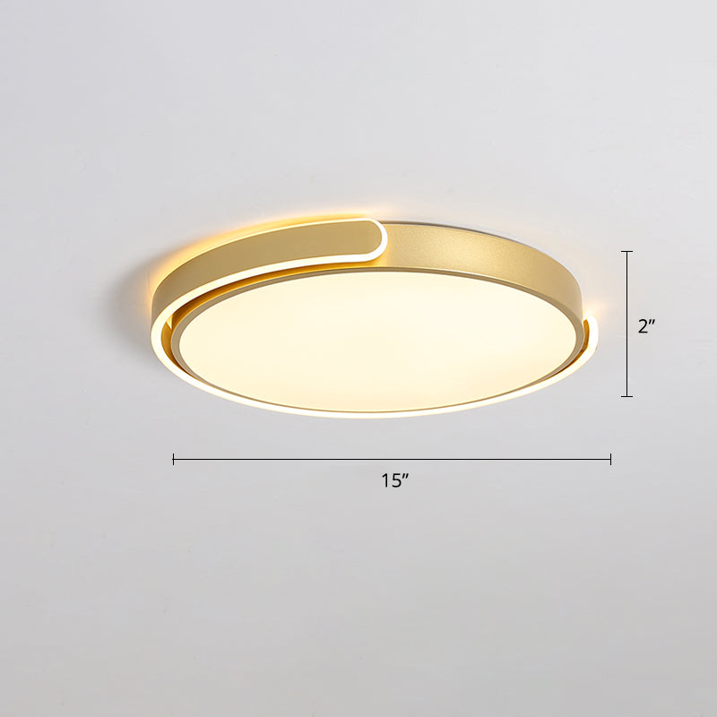 Nordic Ceiling Flush Light Round Flush Mount LED Light with Acrylic Shade for Bedroom Gold 15