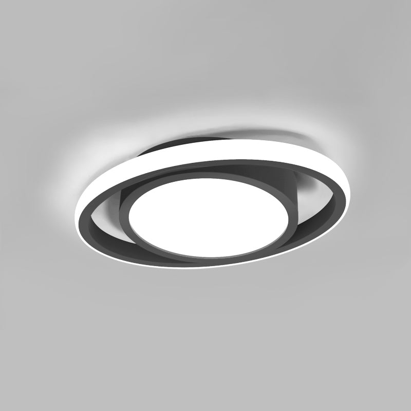 Corridor LED Flush Mount Light Fixture Modernism Ceiling Light with Elliptical Acrylic Shade Black Clearhalo 'Ceiling Lights' 'Close To Ceiling Lights' 'Close to ceiling' 'Flush mount' Lighting' 2424034