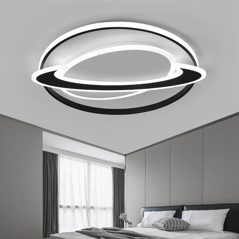 Ringed Planet Bedroom Ceiling Flush Light Acrylic Nordic LED Flush Mount Fixture in Black-White Clearhalo 'Ceiling Lights' 'Close To Ceiling Lights' 'Close to ceiling' 'Flush mount' Lighting' 2424044