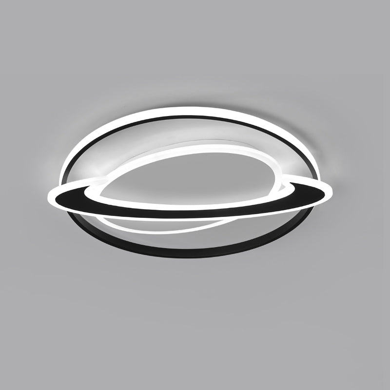 Ringed Planet Bedroom Ceiling Flush Light Acrylic Nordic LED Flush Mount Fixture in Black-White Clearhalo 'Ceiling Lights' 'Close To Ceiling Lights' 'Close to ceiling' 'Flush mount' Lighting' 2424048