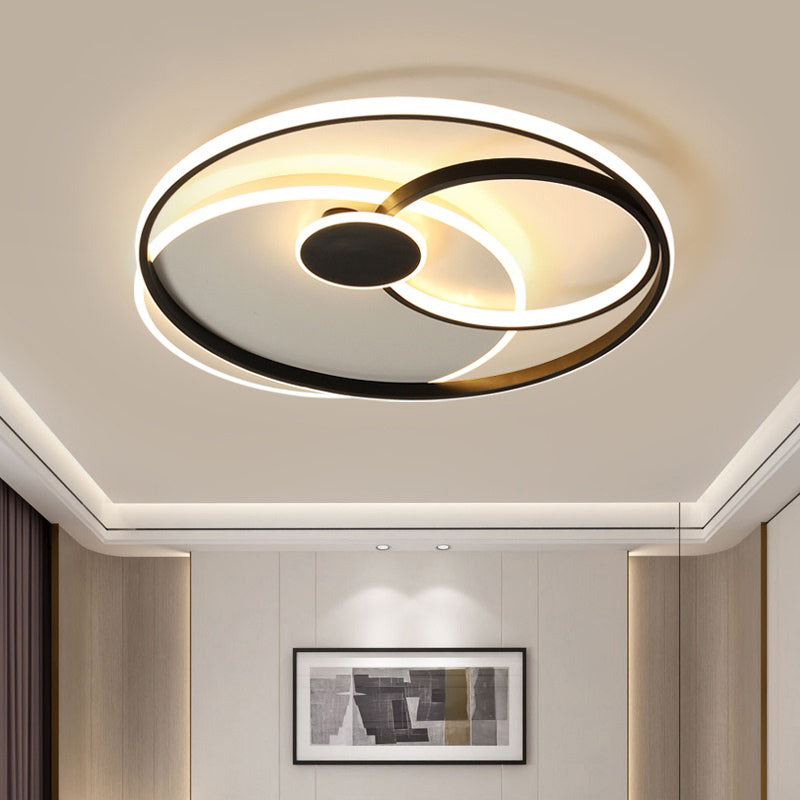 Circle Shaped Ceiling Flush Light Nordic Metal LED Bedroom Flushmount in Black and White Clearhalo 'Ceiling Lights' 'Close To Ceiling Lights' 'Close to ceiling' 'Flush mount' Lighting' 2424061