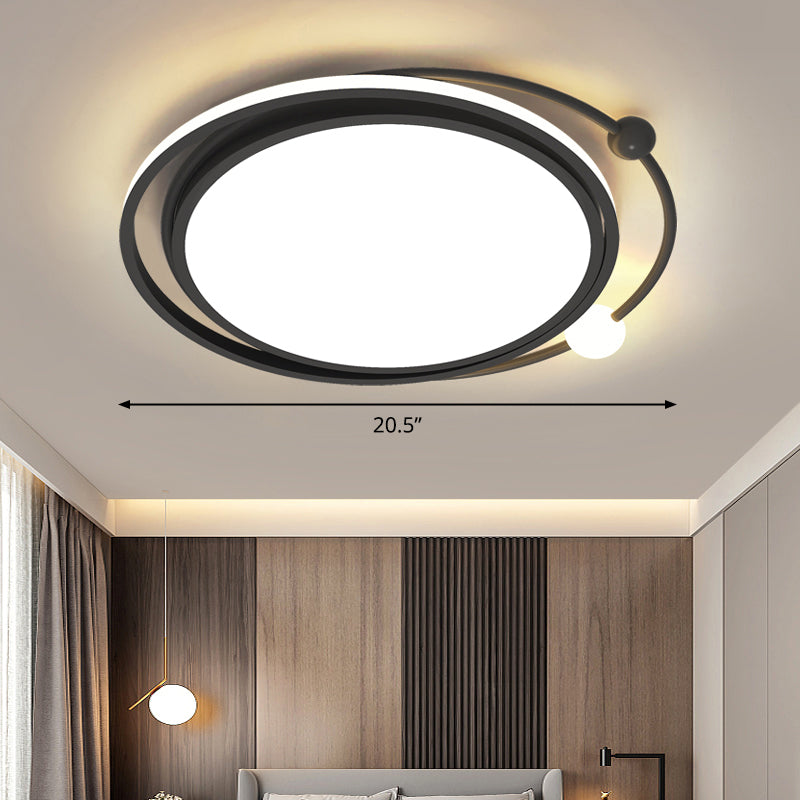 Black Finish Round Ceiling Lamp Simplicity LED Acrylic Flush Mount Lighting for Bedroom Black 20.5