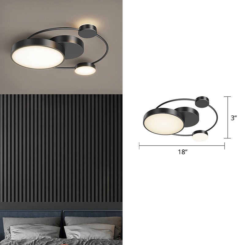 Minimalist LED Flush Mount Fixture Orbit Design Ceiling Lighting with Acrylic Shade Black White Clearhalo 'Ceiling Lights' 'Close To Ceiling Lights' 'Close to ceiling' Lighting' 2424090