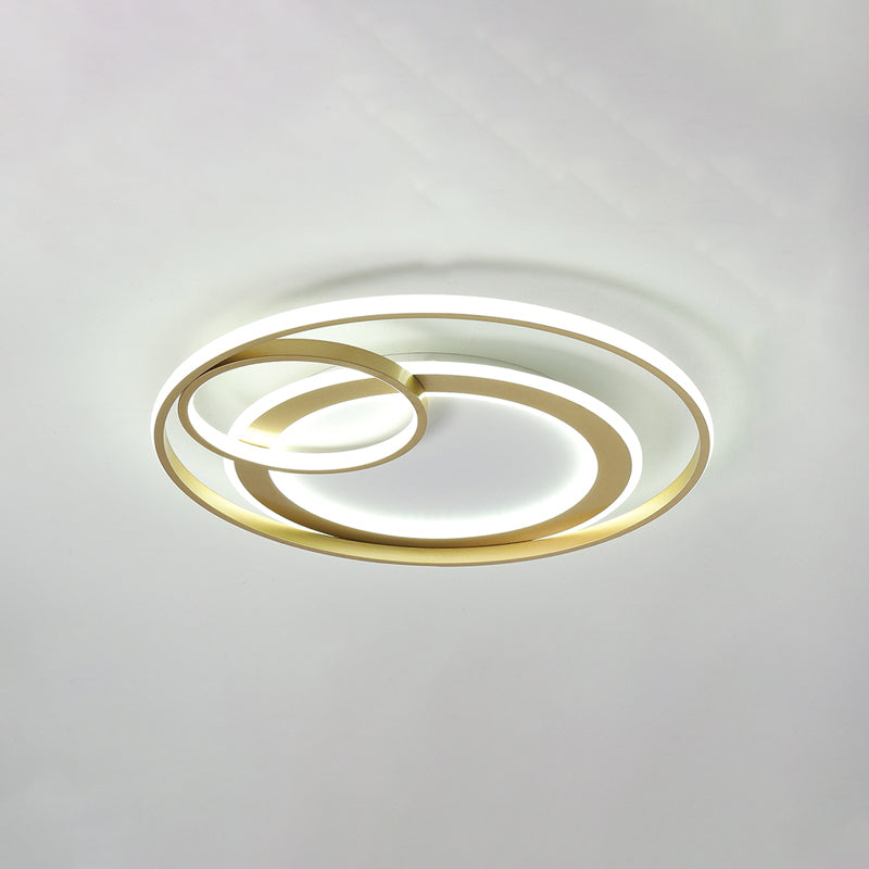 Circles Flush Mount Lighting Simple Acrylic Bedroom Surface Mounted Led Ceiling Light Gold 18