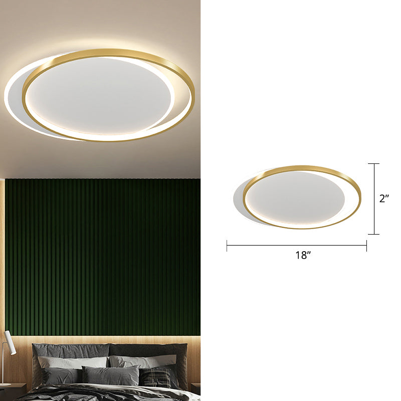 Halo Ring LED Flush Mount Light Simplicity Metal Bedroom Ceiling Mounted Fixture Gold 18