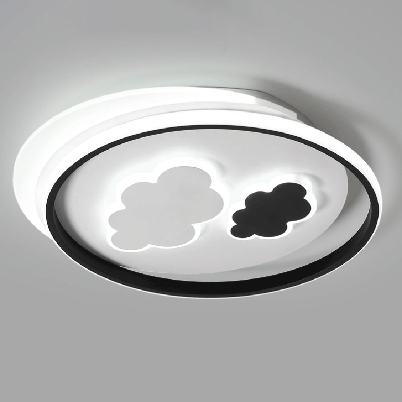 Cloud Child Room Flush Mount Ceiling Light Acrylic Minimalistic LED Flush Light Fixture in Black-White Black-White 21.5