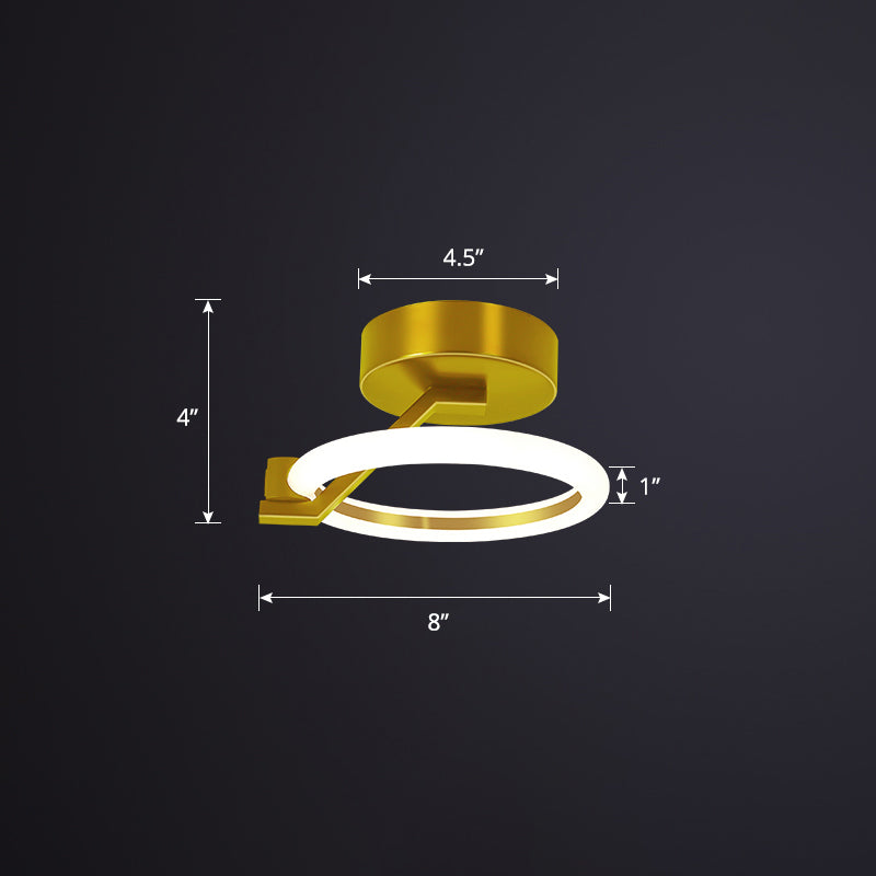 Acrylic Circular Semi Mount Lighting Simplicity LED Ceiling Flush Light for Corridor Gold White Clearhalo 'Ceiling Lights' 'Close To Ceiling Lights' 'Close to ceiling' 'Pendant Lights' 'Semi-flushmount' 'Tiffany close to ceiling' 'Tiffany' Lighting' 2424236