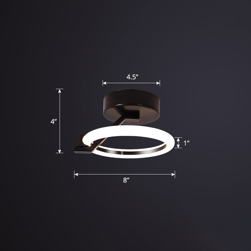 Acrylic Circular Semi Mount Lighting Simplicity LED Ceiling Flush Light for Corridor Black White Clearhalo 'Ceiling Lights' 'Close To Ceiling Lights' 'Close to ceiling' 'Pendant Lights' 'Semi-flushmount' 'Tiffany close to ceiling' 'Tiffany' Lighting' 2424240