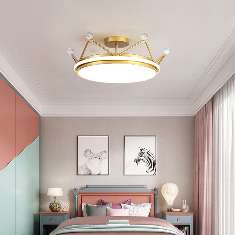 Crown Shaped Childrens Room Flush Ceiling Light Metal Cartoon LED Flush Mount Fixture Clearhalo 'Ceiling Lights' 'Close To Ceiling Lights' 'Close to ceiling' 'Semi-flushmount' Lighting' 2424256