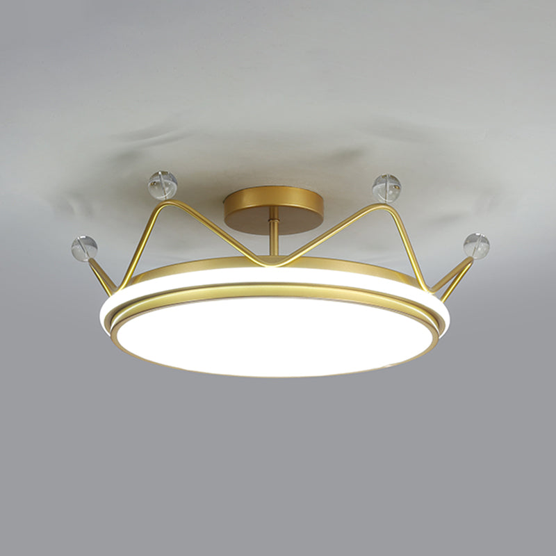 Crown Shaped Childrens Room Flush Ceiling Light Metal Cartoon LED Flush Mount Fixture Clearhalo 'Ceiling Lights' 'Close To Ceiling Lights' 'Close to ceiling' 'Semi-flushmount' Lighting' 2424263