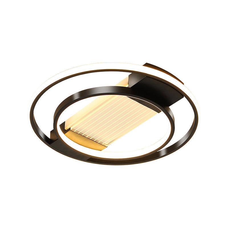 Halo Bedroom Flush Ceiling Light Metallic Simple Style LED Flushmount Lighting in Black Clearhalo 'Ceiling Lights' 'Close To Ceiling Lights' 'Close to ceiling' 'Flush mount' Lighting' 2424301