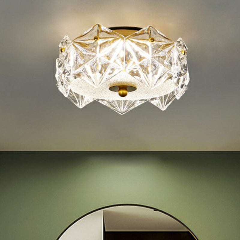 Round LED Surface Mount Ceiling Light Modern Crystal Hexagon Clear Flush Mount Light for Living Room Clearhalo 'Ceiling Lights' 'Close To Ceiling Lights' 'Close to ceiling' 'Semi-flushmount' Lighting' 2424324