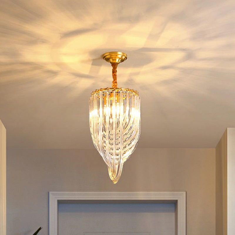 Clear Crystal Curved Tube Chandelier Minimalistic 4-Light Hanging Lamp for Foyer Clear Clearhalo 'Ceiling Lights' 'Chandeliers' 'Clear' 'Industrial' 'Modern Chandeliers' 'Modern' 'Tiffany' 'Traditional Chandeliers' Lighting' 2424372