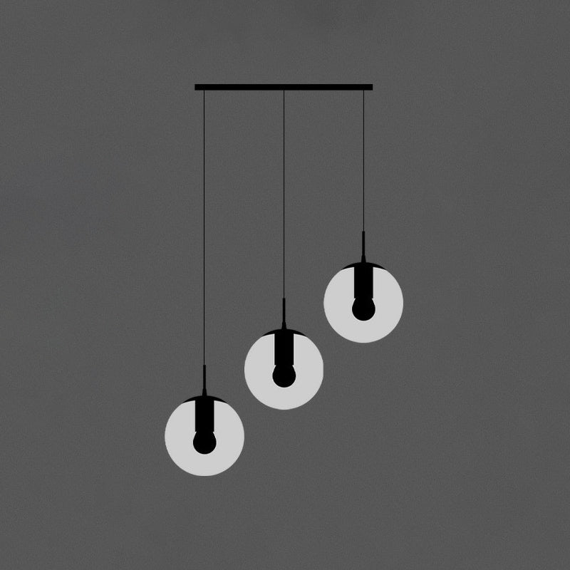 Black Globe Pendant Light Fixture Simple Cream Glass Multiple Hanging Light for Stairs 3 Black Clearhalo 'Ceiling Lights' 'Modern Pendants' 'Modern' 'Pendant Lights' 'Pendants' Lighting' 2424521