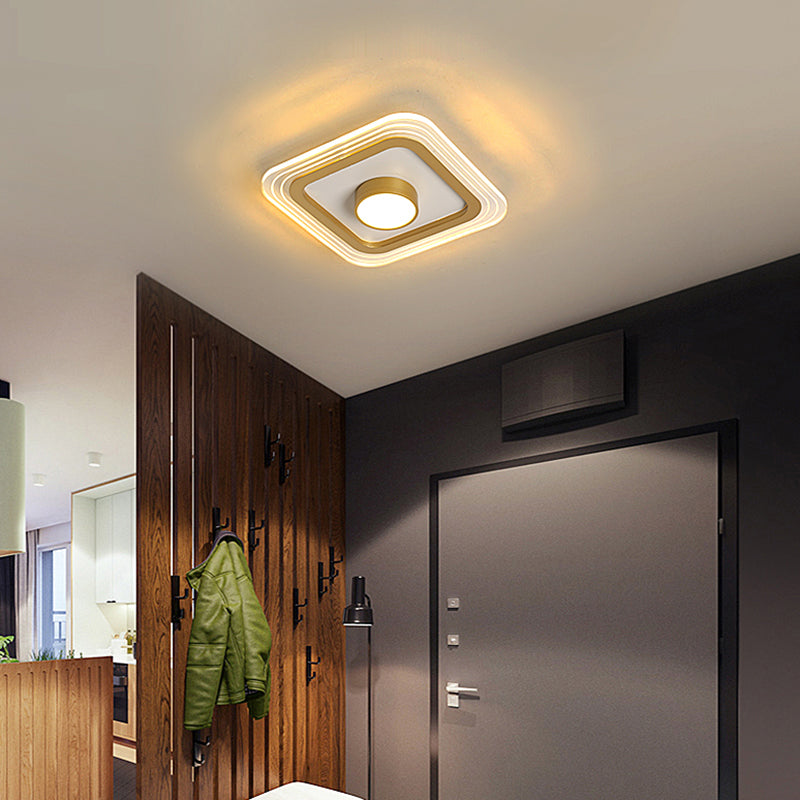 Small Ceiling Flush Mount Light Minimalist Acrylic Foyer LED Flushmount Lighting in Gold Clearhalo 'Ceiling Lights' 'Close To Ceiling Lights' 'Close to ceiling' 'Flush mount' Lighting' 2424606