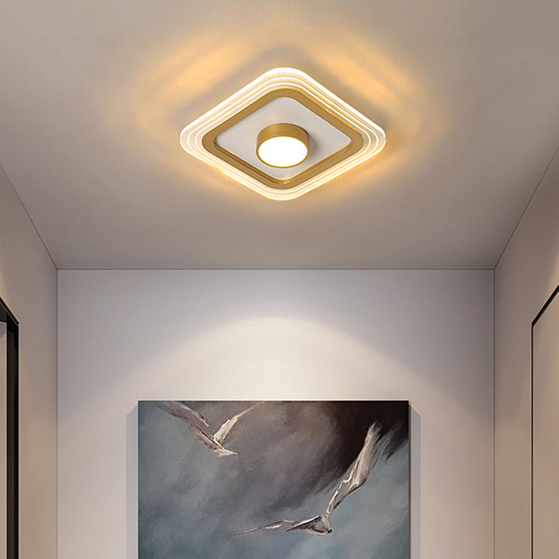 Small Ceiling Flush Mount Light Minimalist Acrylic Foyer LED Flushmount Lighting in Gold Clearhalo 'Ceiling Lights' 'Close To Ceiling Lights' 'Close to ceiling' 'Flush mount' Lighting' 2424608