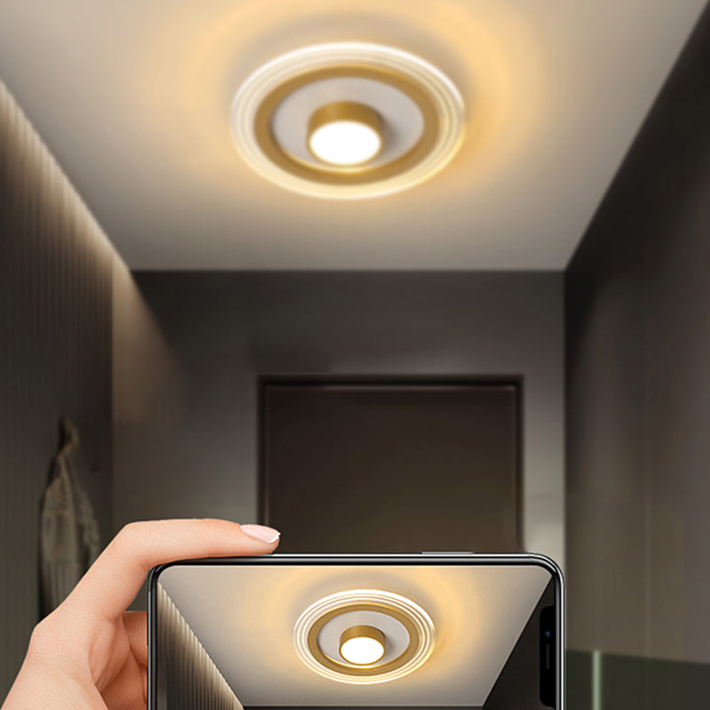 Small Ceiling Flush Mount Light Minimalist Acrylic Foyer LED Flushmount Lighting in Gold Clearhalo 'Ceiling Lights' 'Close To Ceiling Lights' 'Close to ceiling' 'Flush mount' Lighting' 2424609