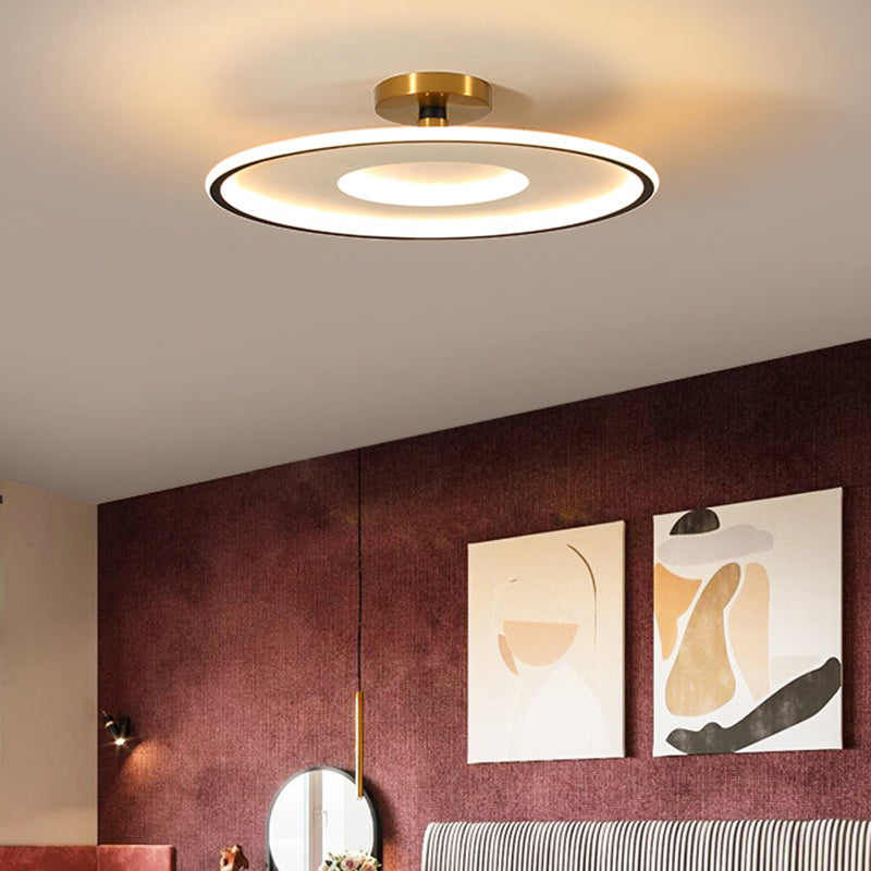 Disc Semi Flush Ceiling Light Simplicity Metal Bedroom LED Flush Mount Lighting Fixture Clearhalo 'Ceiling Lights' 'Close To Ceiling Lights' 'Close to ceiling' 'Semi-flushmount' Lighting' 2424616